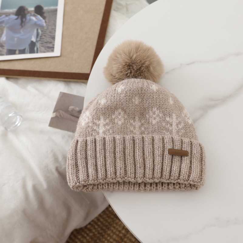 Rabbit Fur Pullover Hat for Women Large Head Circumference Warm Knitted Hat with Ear Protection Cold Weather Hat H251020