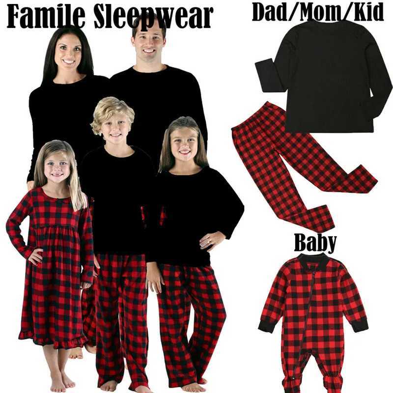 Blotona Adults Baby Kids Christmas Family Matching Pajamas Set Sleepwear Xmas Plaid Nightwear Outfits 2Pcsset L251021ZMKY