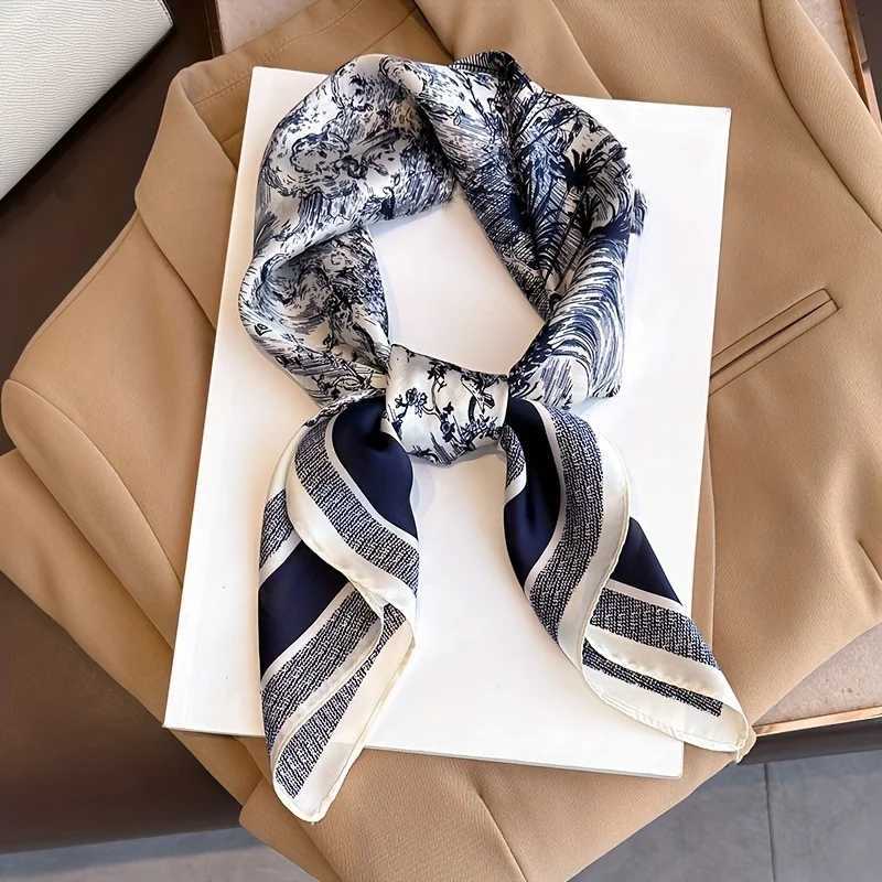 Literary Fashionable New Square Scarf Simulation Silk Silky Scarf Binding Silky Scarf Decorative Headscarf Scarf W251021