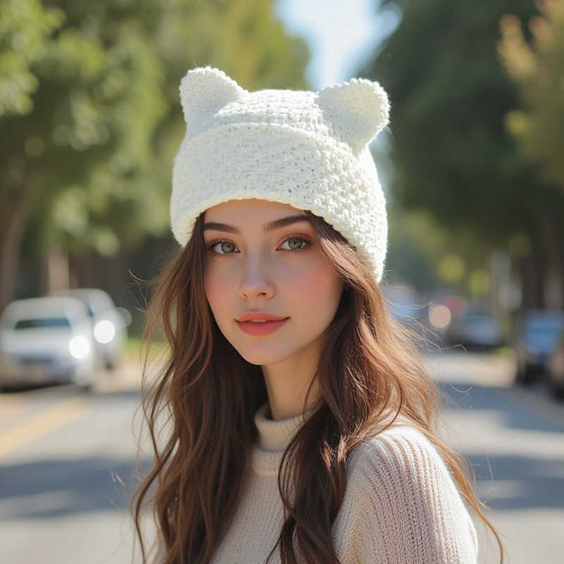 Little Knitted Hat Cute Pointed Hat Fashion Versatile Knitted Hat Plain Solid Color Ear Protection Hat H251020