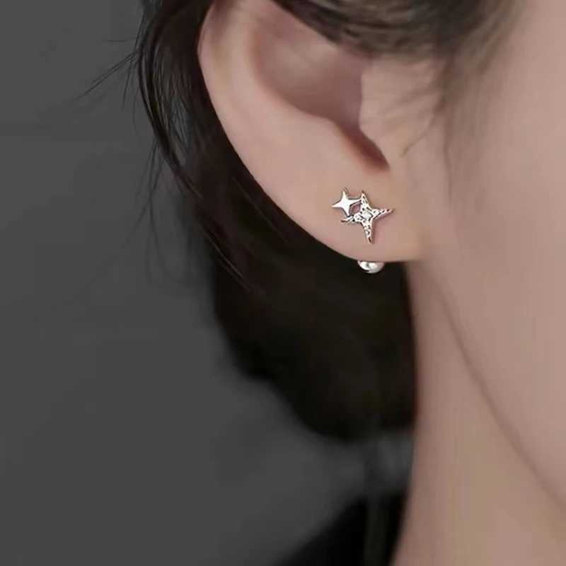 Real 925 Sterling Silver Zircon Star Bead Screw Stud Earrings For Women Classic Fine Jewelry Light Luxury Accessories J251021