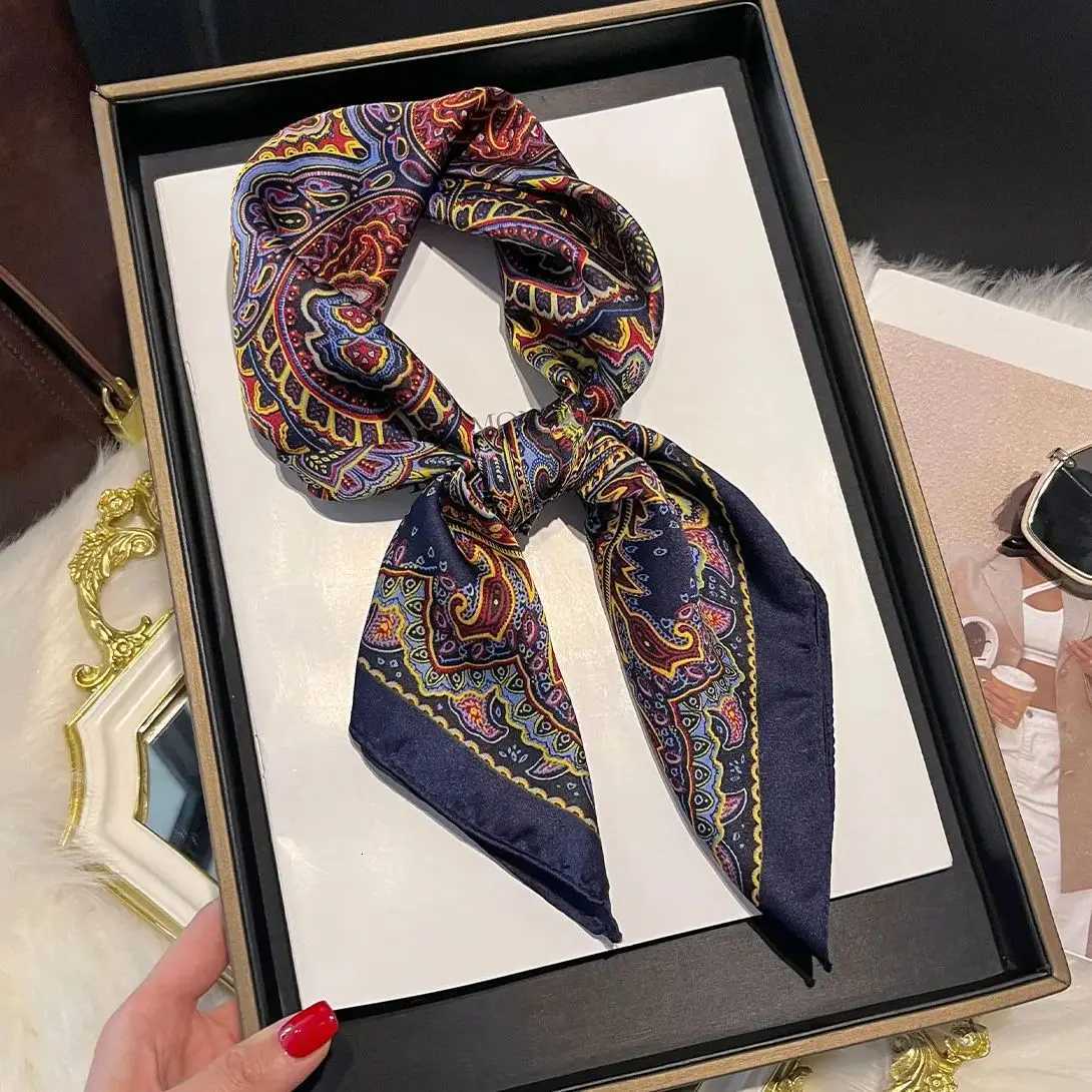 NEW Paisley Silk Square Scarf Women Satin Shawl Wrap Hijab Female Hair Band Wrist Luxury Headkerchief 7070cm Echarpe Bandana W251021