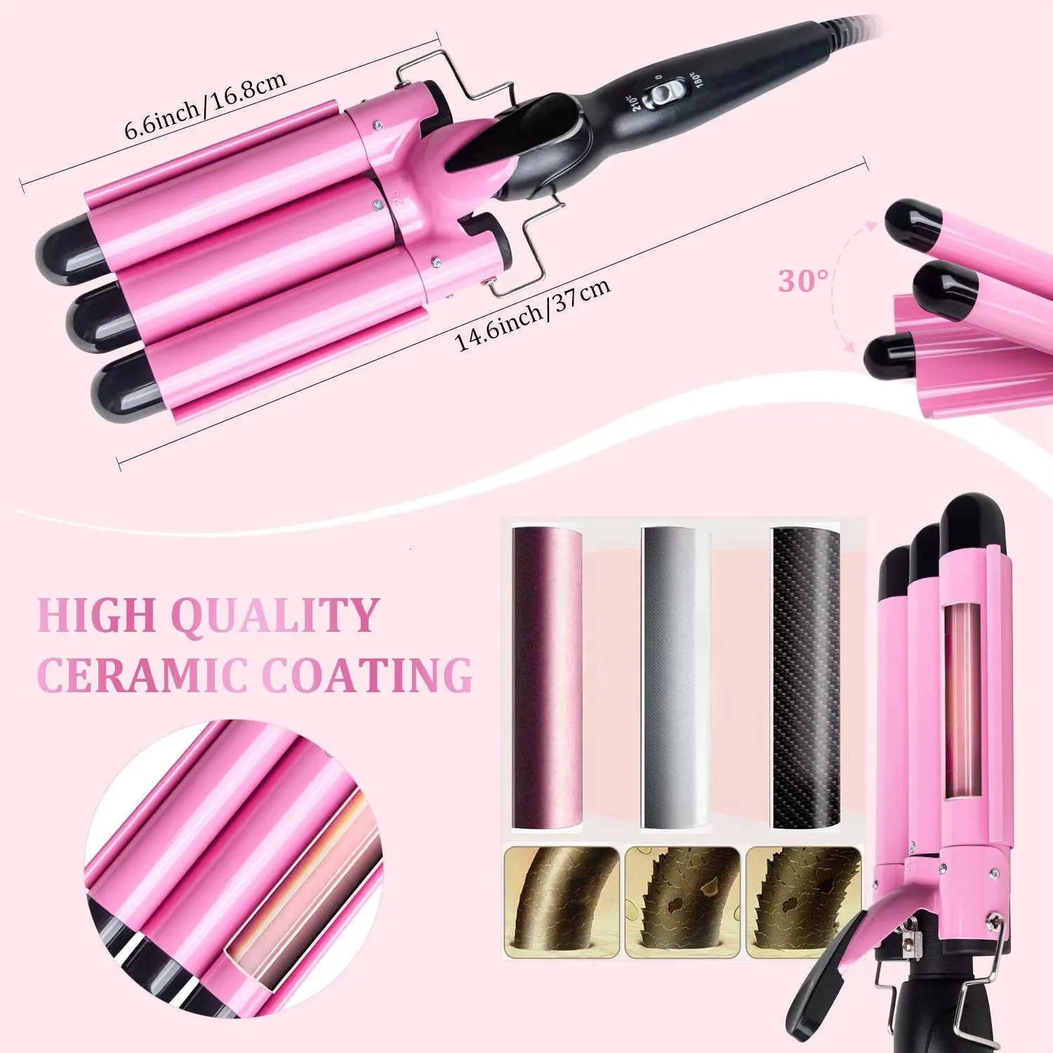 3 Barrel Curling Iron Ceramic Styling Tools for All Hair Styling ToolsProfessional Hair Tools Curler Iron for Hair 25mm 251018