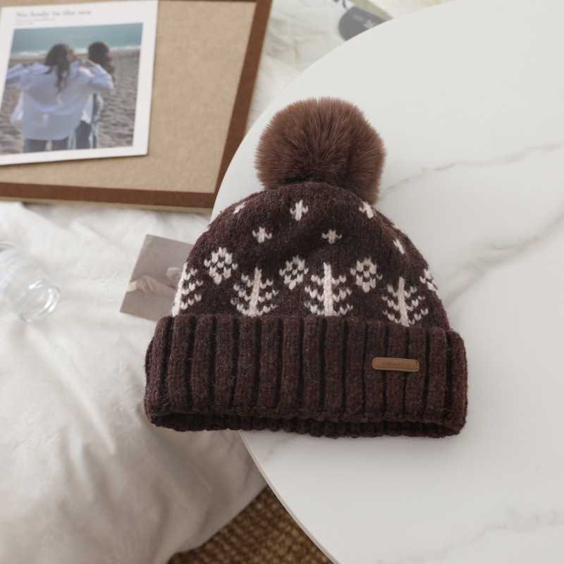 Rabbit Fur Pullover Hat for Women Large Head Circumference Warm Knitted Hat with Ear Protection Cold Weather Hat H251020