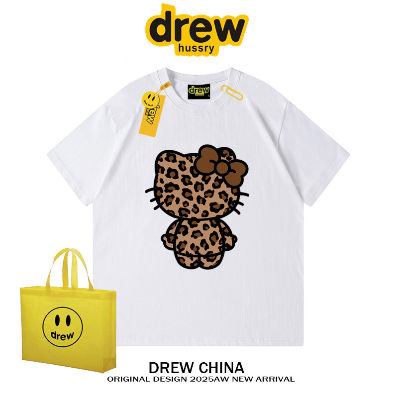 2025 American designer fashion leopard print autumn and winter retro loose luxury couple short sleeved T-shirt