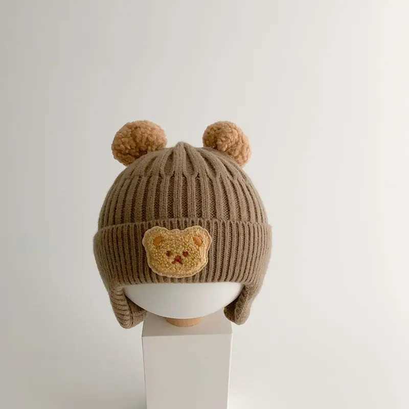 Autumn and winter childrens warm hat baby hat Korean version cute little bear ear protection hat thickened warm windproofhat J251021