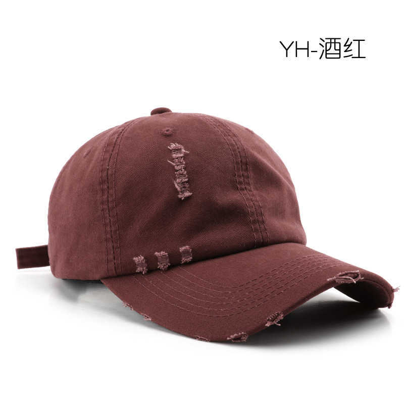Womens Spring and Autumn Solid Color Distressed Baseball Cap Outdoor Mens Travel Personality Sun Protection Shade Baseball Cap H251020