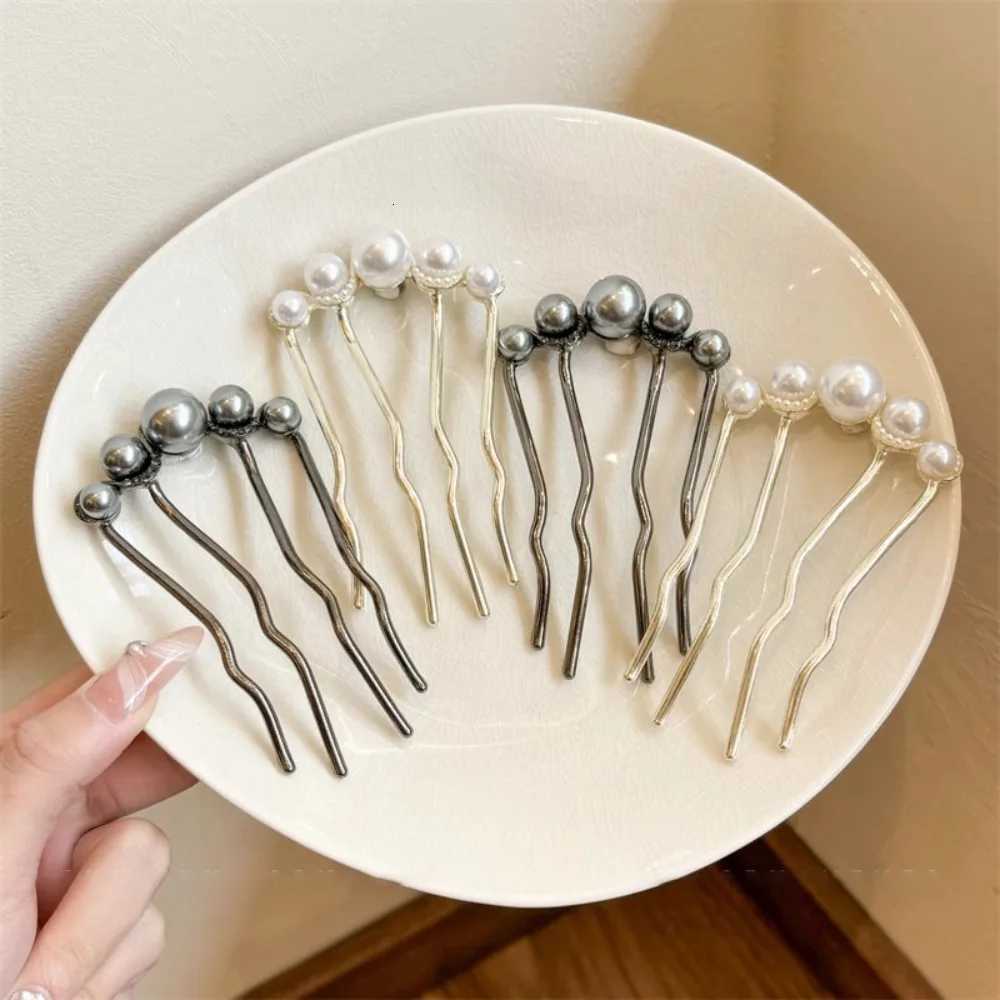 Fashion Metal UShaped Hair Stick for Women Girls Simple Pearl HairClip Pins Bun Maker Hairstyle Tools Hair AccessoriesW254021