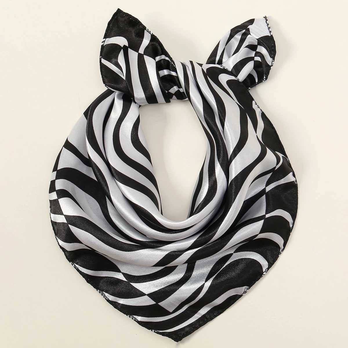 5050cm Small Size Square Scarf Hijab Women Silk Feeling Satin Hair Wraps Luxury Printed Neckerchief Fashion Bag Accessories W251021