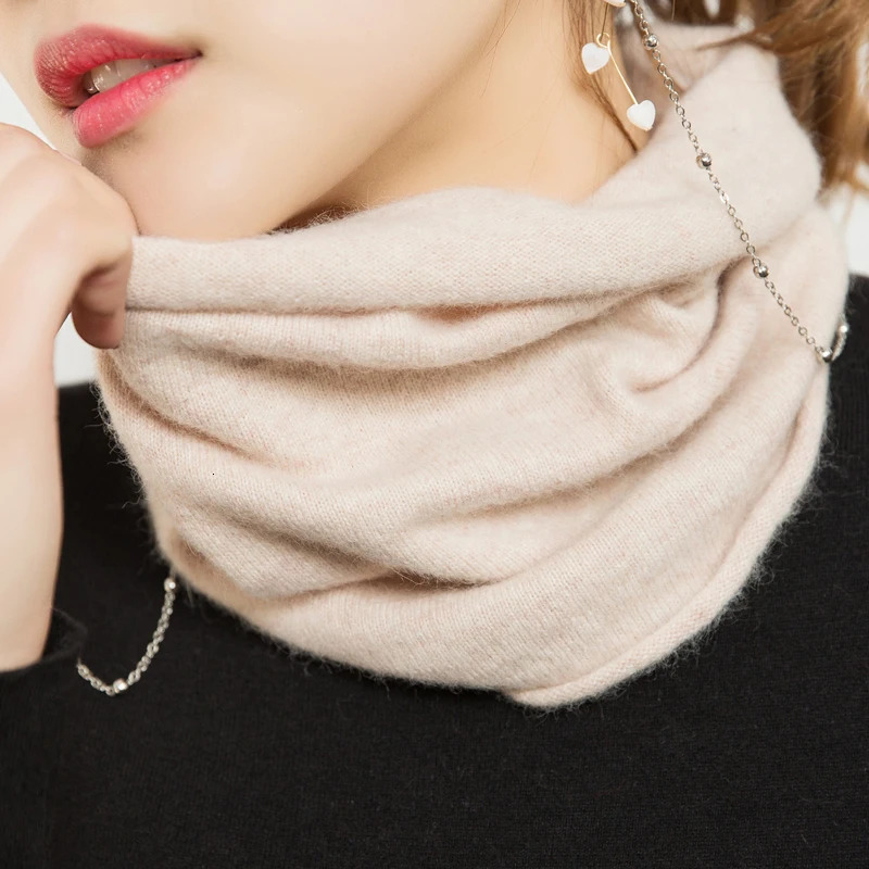 Women100 Wool Ring Scarves Soft Single Loop Neck Warmer Female Winter Cashmere Knitted Turtleneck Collar Neckerchief 251021
