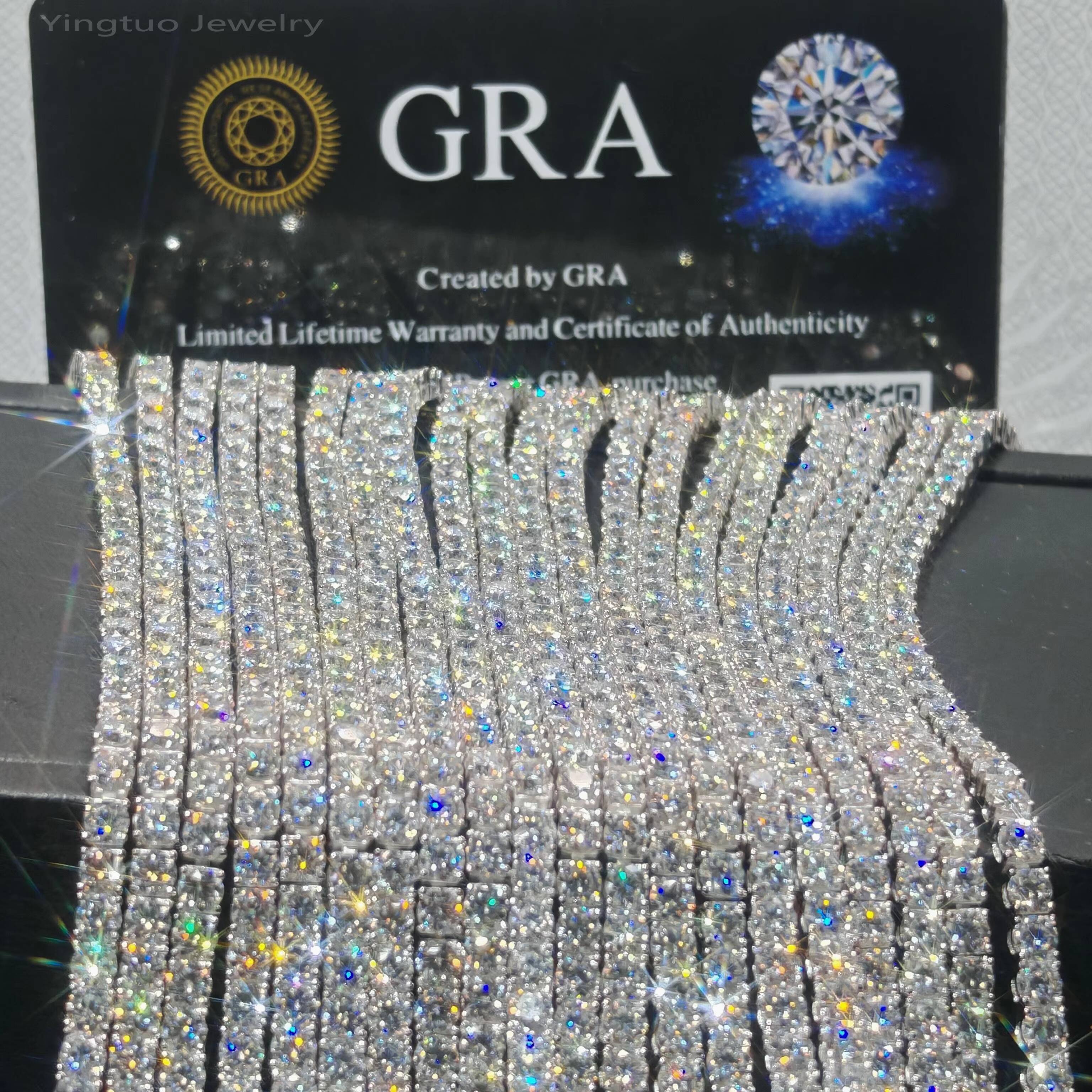 Hot Sell Ice Cut D Color VVS Moissanite Tennis Chain Necklace Bracelet 925 Sterling Silver Moissanite Chain