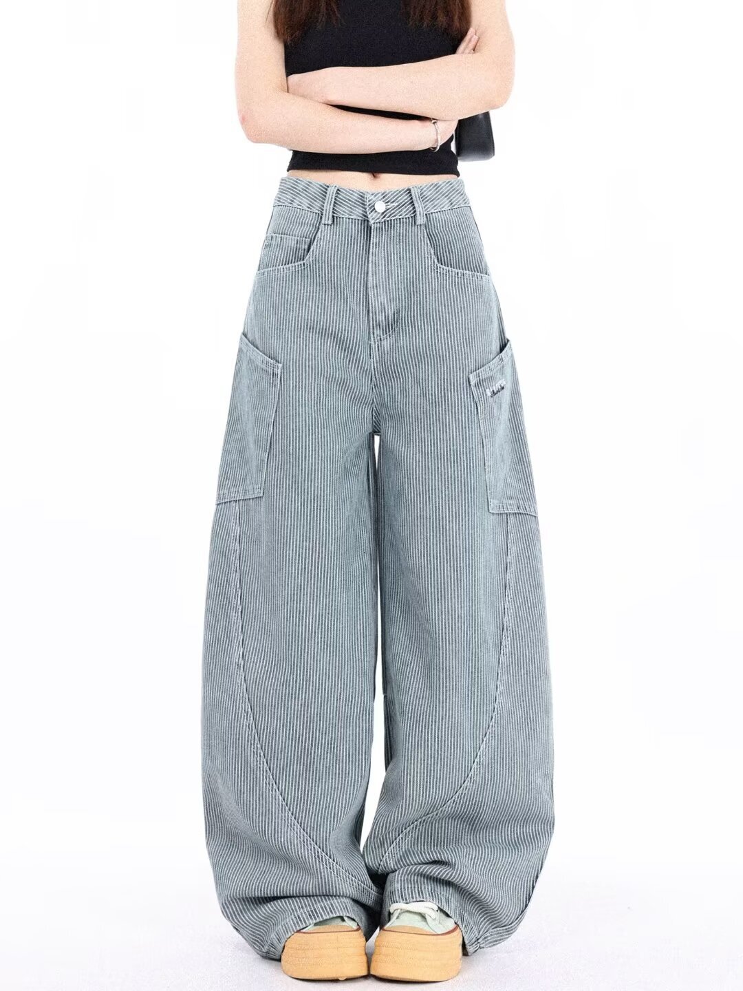 2025 American Retro Fashion Luxury Pants Designer Washed Autumn/Winter New Multi Pocket Design Bent Knife Pants Retro Neutral Jeans Floor Dragging Loo