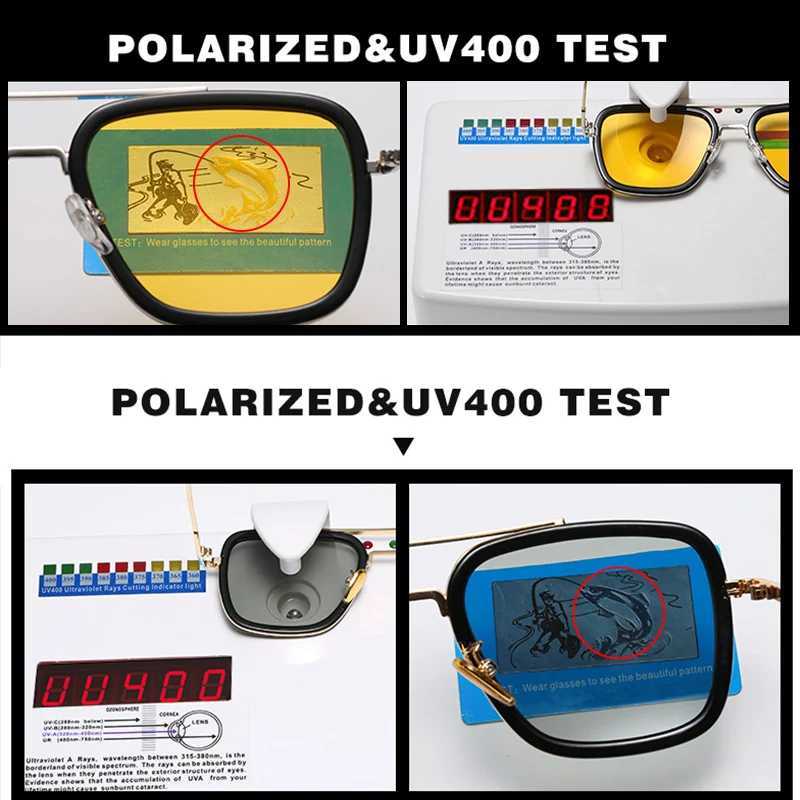 Brand High Quality Tony Stark Square Sunglasses Photochromic Polarized Men Glasses Steampunk Women Driving Night Vision Goggles J251114