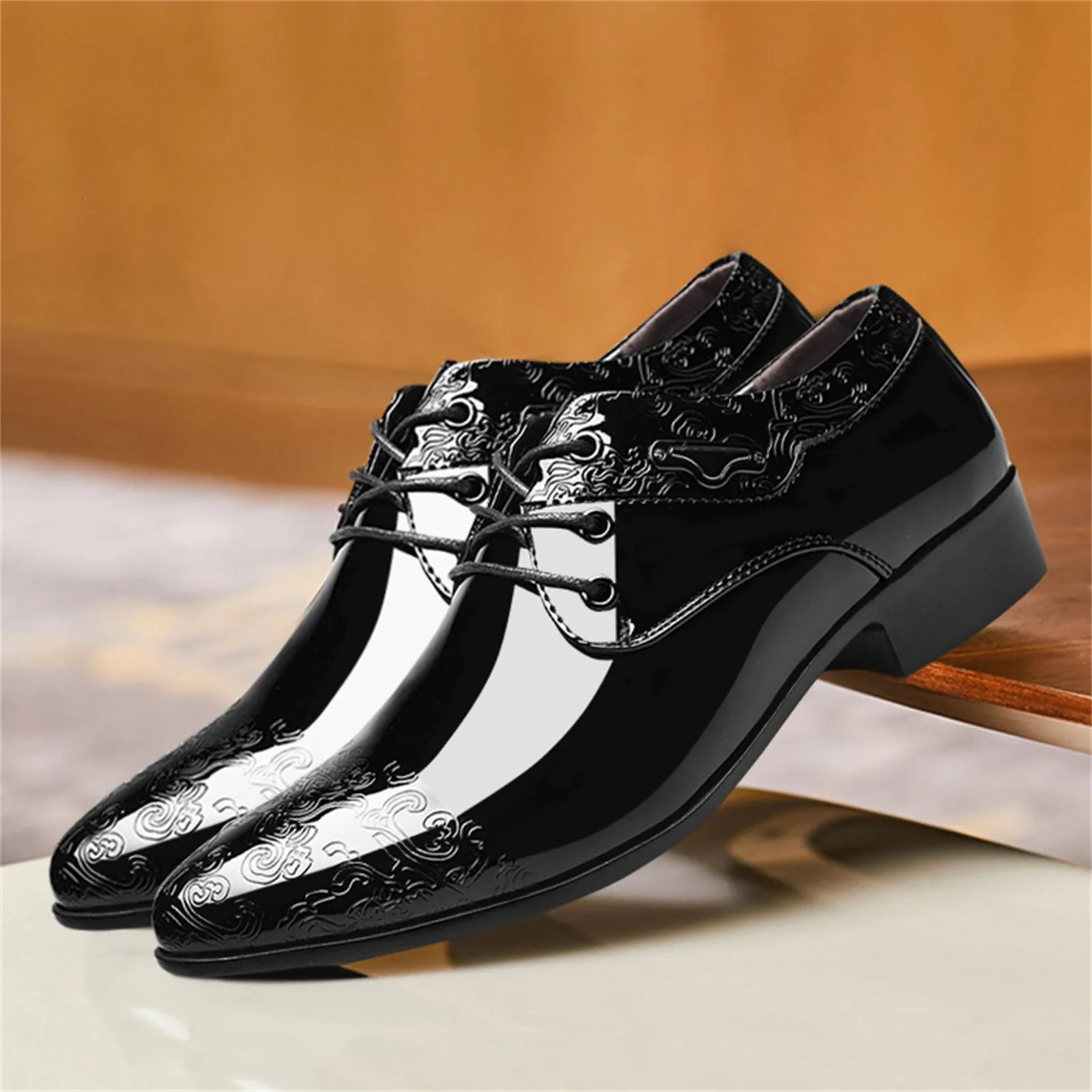 Mens Casual Business Shoes Formal Leather Shoes Lace Up Black Leather Men Wedding Party Office Oxford Shoes 251021
