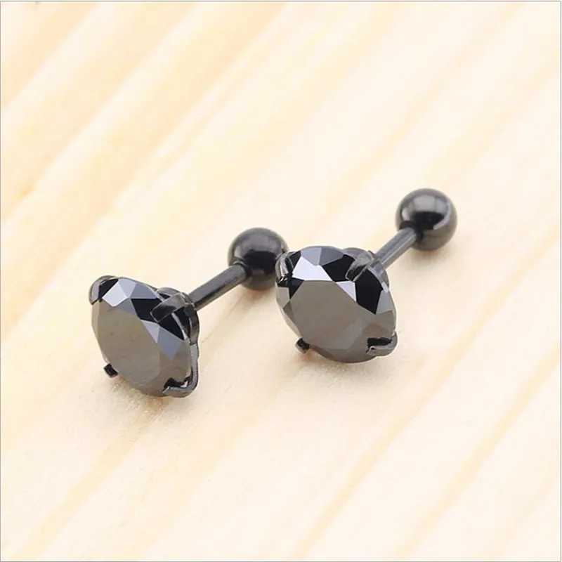 se039 316L Stainless Steel Screw Back Round Black AAA Zircon Stud Earrings 4 Colors Vacuum Plating No Fade Allergy 2mm to 8mm J251021