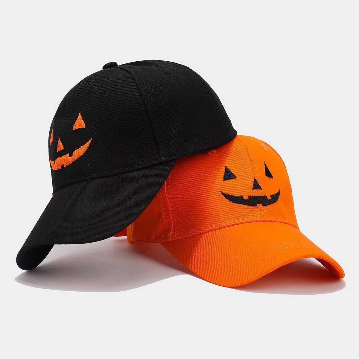 Quirky Personality Sunshade Sunscreen Curved Brim Pumpkin Skull Orange Baseball Cap Halloween Hat H251020