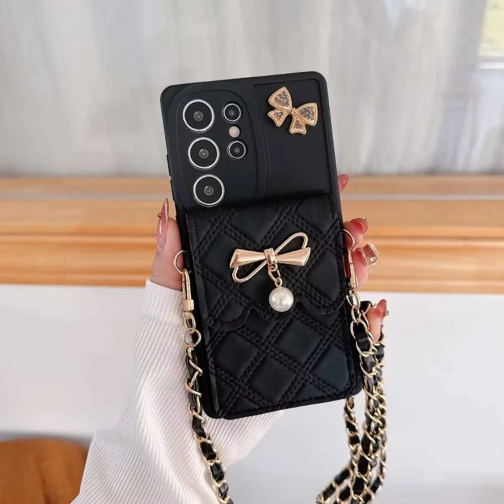 3D Bowknot Crossbody Card Holder Wallet Phone Case For Galaxy S25 Ultra S24 S23 S21 S20 FE S22 Plus Note 20 Soft Cover J251114