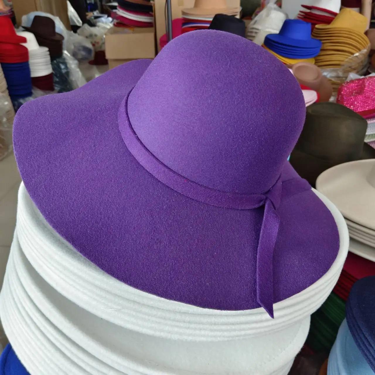 Fedora hat Wide Brim Felt Cap Summer Beach Womens GIrl Lady Travel Flopy Beach Sun Hat Foldable Lake Blue Purple 251016