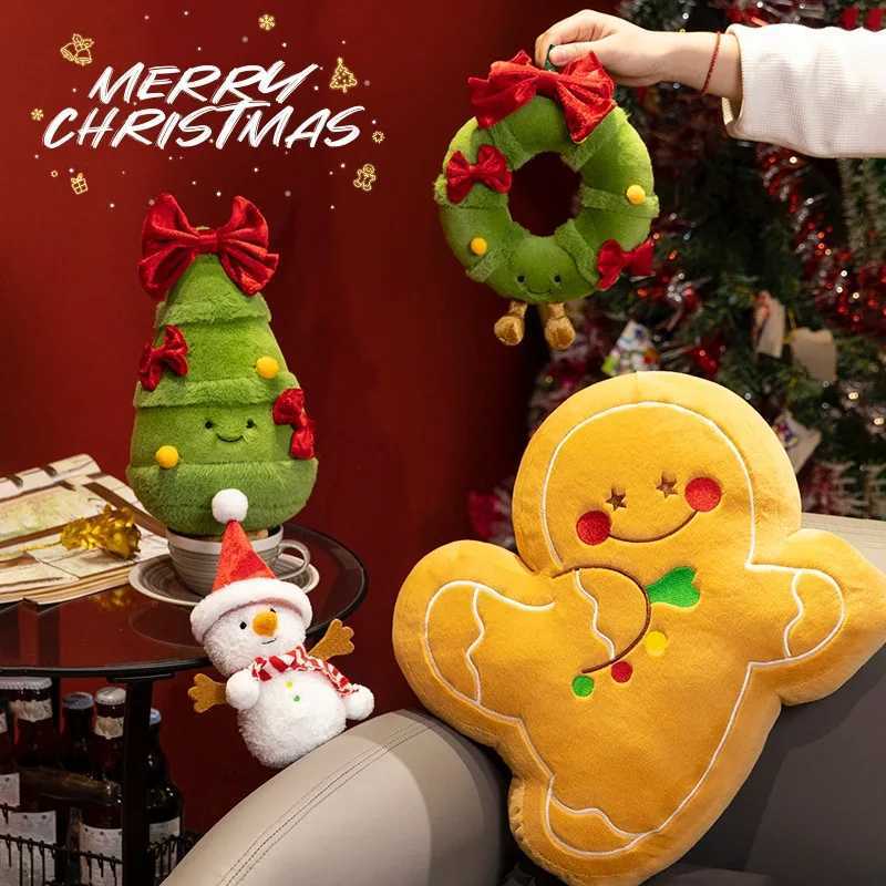 Christmas Plush Toy Pillow Collection Soft Stuffed Christmas TreeGingerbread ManReindeerWreath Hanging Ornaments Kids Gift W251021