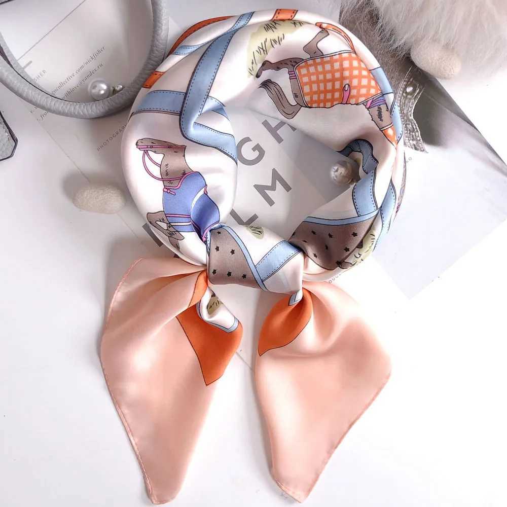 Luxury Apricot Print 7070cm Silk Square Scarf Wen Soft Satin Haiand Neckerchi Tie Fa band Foard Bag Ribbon GiftW251021