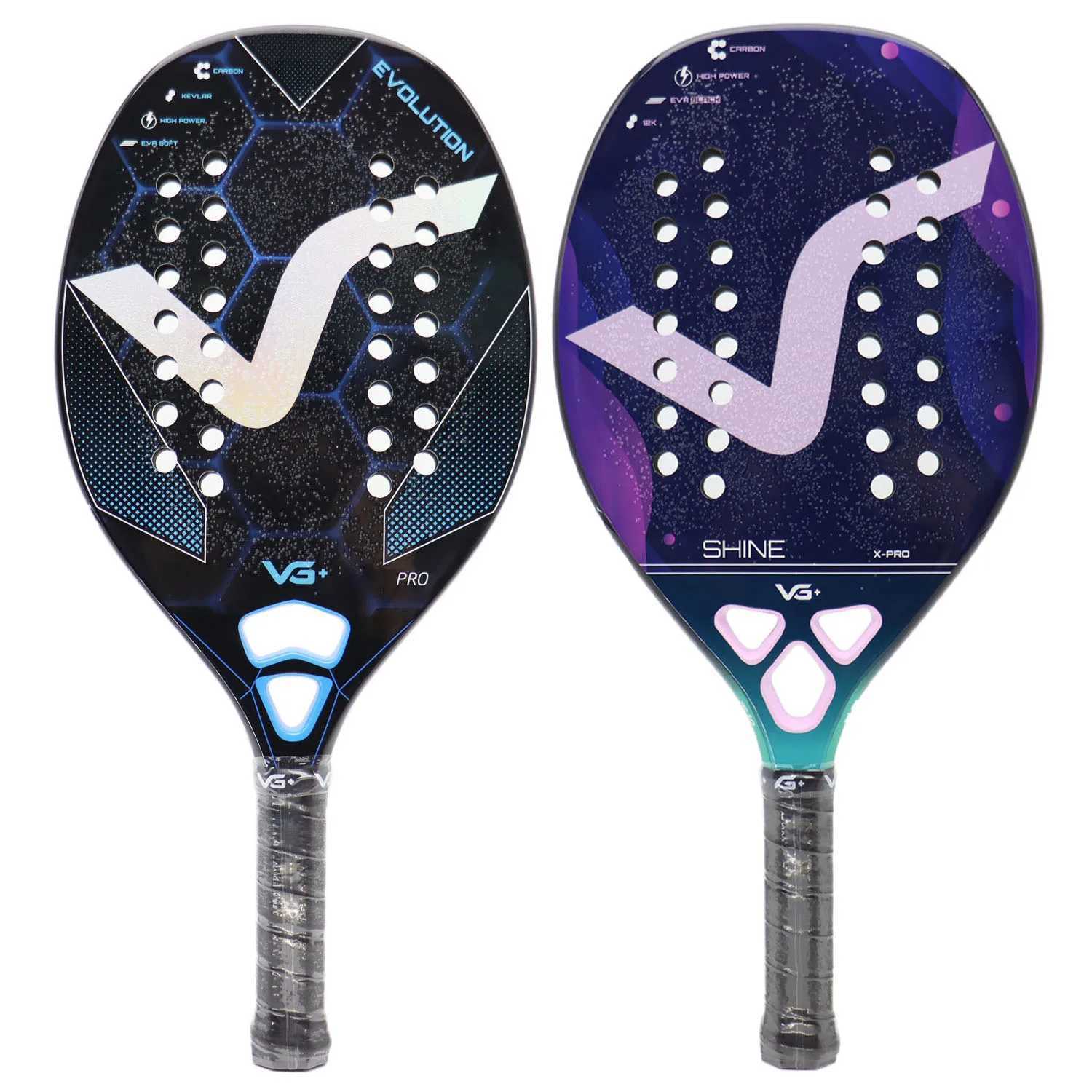 2KKevlarFull Carbon Beach Tennis Racket Set Fiber Rough Surface Outdoor Sports Ball Racket For Men Women Adult Senior Player W251021