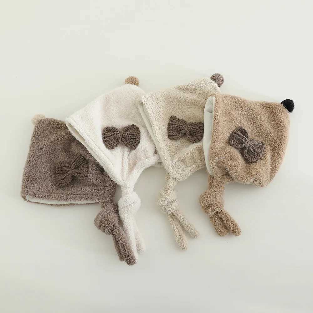 Cute Plush Ball Baby Ear Protection Hat Winter Warm Infant Knit Cap Infant Woolen Crochet Bonnet Children Pompom Beanies J251021