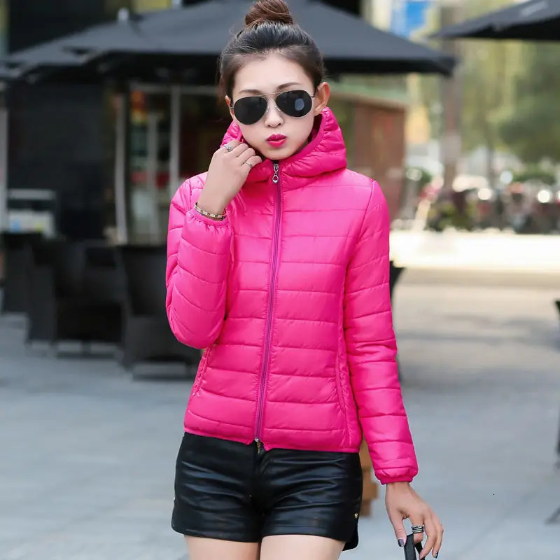 Down Jacket for Women Trend Korean Style Ultra Light Hit Hooded Coat Coats Lightweight Padded Puffer Jackets Female Winter 251017