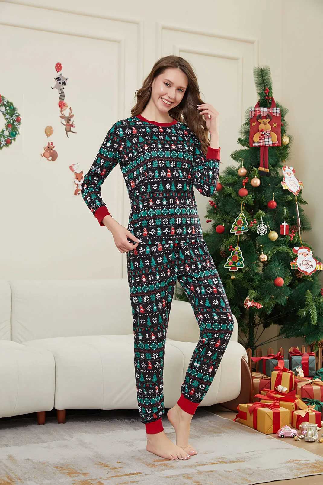 Christmas Family Matching Outfits Mom Dad Kids 2 Pieces Pajamas Set Baby Casual Loose Sleepwear Xmas Family Look Pyjamas L251021LTK5