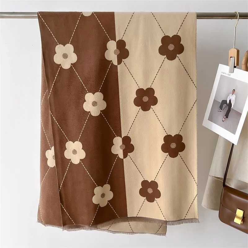 Luxury Brand Cashmere Women Floral Scarf Winter Warm Shawl and Wrap Bandana Pashmina Female Foulard Square Thick Blanket Poncho W251021