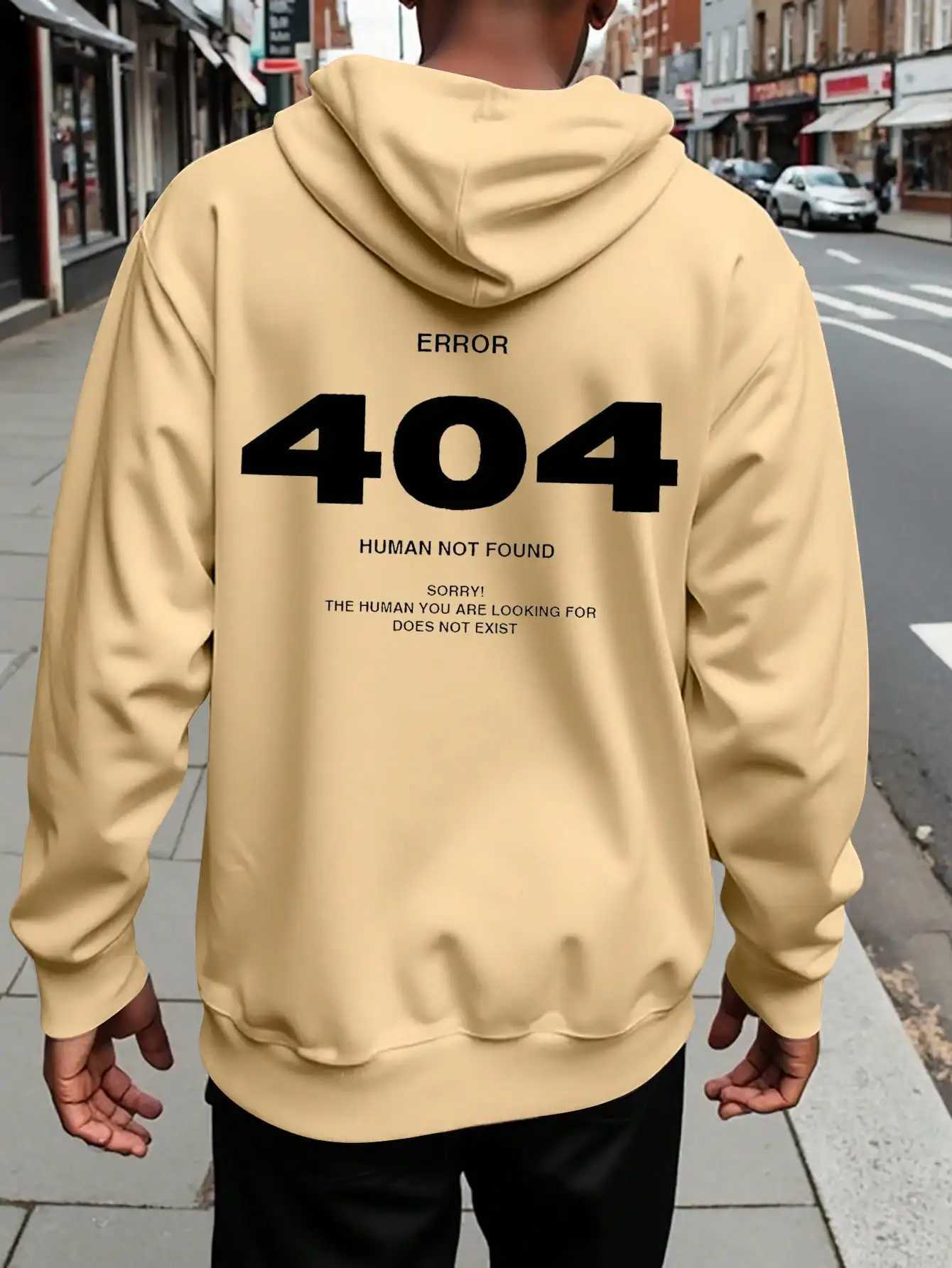 Mens hiphop hoodie Error 404 Human Not Found Mens hoodie with number print hoodie Sweatshirt W251021