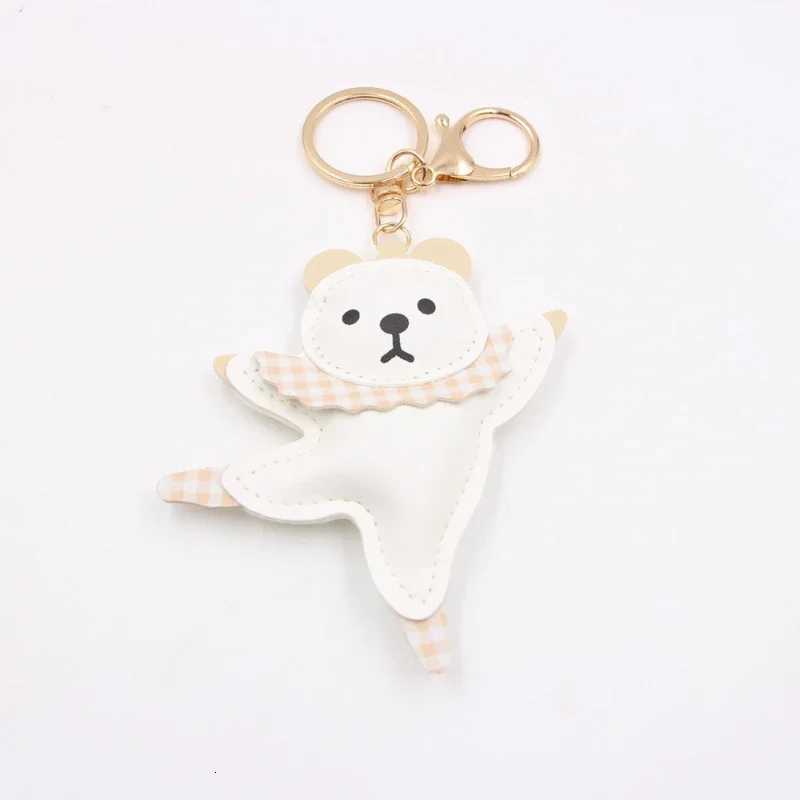 Creative Ballet Dance Leather Pink Bear Car Keychain Cute Bag Pendant Fashion Key Chains for Women W251021