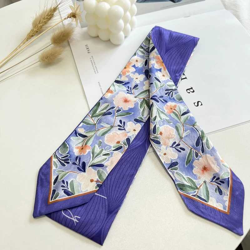 Floret Printed Haiand Silk Satin Bag Scarf For Wen Skinny Long Wrist Ribbon Neck Scarves Fashion Hair Scarfs For WenW251021