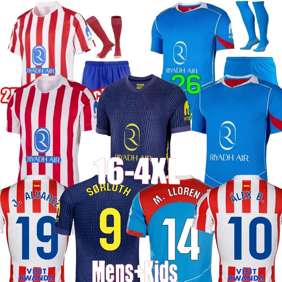 25 26 atleticos de madrid ALEX B HANCKO soccer jerseys shirts ALEX B. GALLAGHER GRIEZMANN M.LLORENTE ALMADA 2025 2026 football Home Away Third Kids Men socks Kit