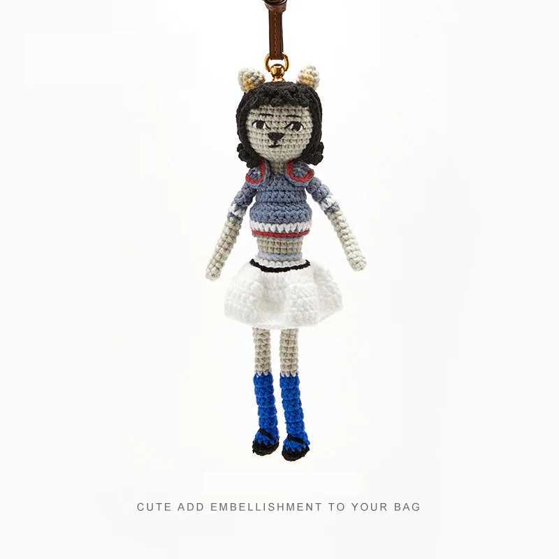 Cute doll bag pendant knitted humanoid bag charm braided keychain car pendant Womens Bag Accessories J251121