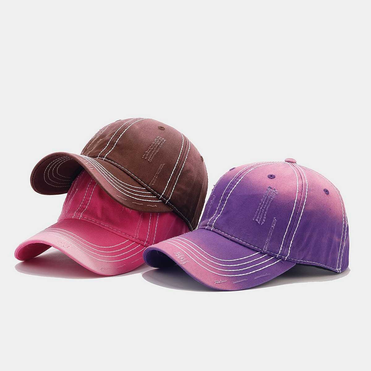 Spring Summer Outdoor Washed Frayed Soft Top Mens Baseball Cap Fashion Gradient Versatile Duckbill Cap for Women H251020