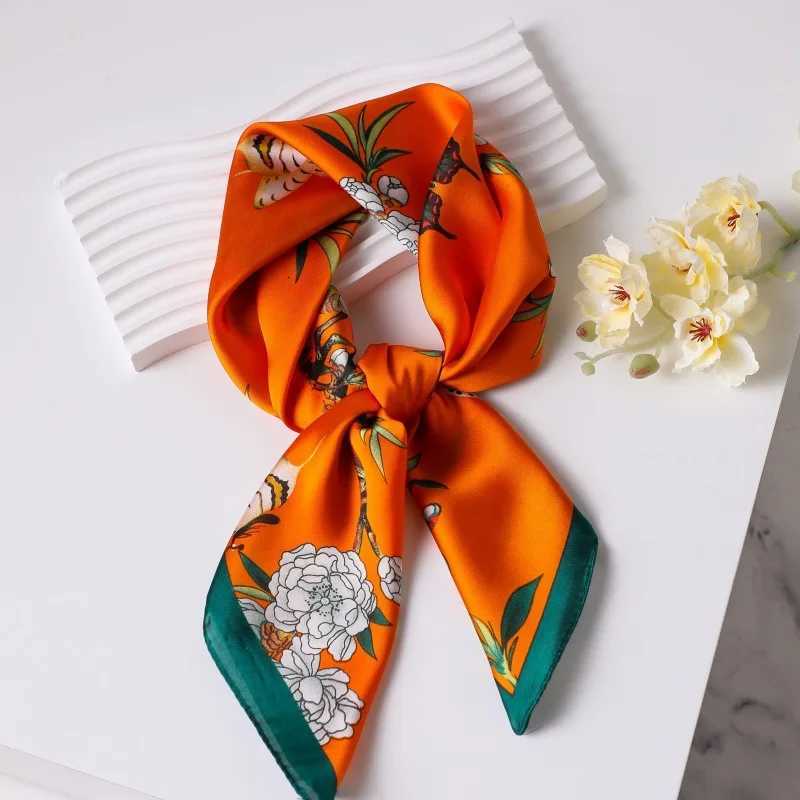Luxury Silk Feeli Square Scarf Women Satin Bandana Print Scarves Head Band Fashion Lady Hair Shawl Wrap Female Neckerchief Hijab W251021