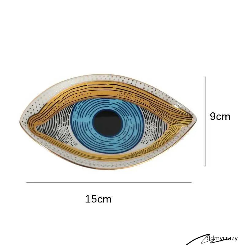 Evil Eye Shaped Ceramic Tray - Decorative Jewelry Holder, Candy Dish, And Abstract Home Decoration Ddmycrazy