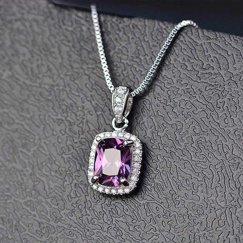 2025 Gorgeous WhiteGreenPurplePink Cubic Zirconia Women Necklace Simple and Elegant Design Female Wedding Trendy Jewelry11 D251021