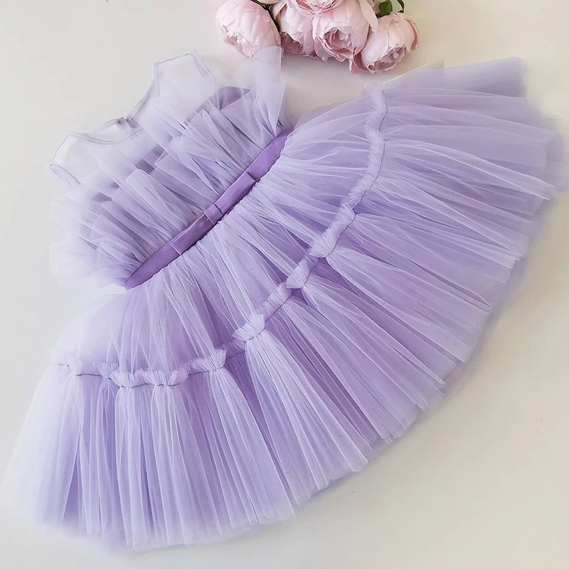 Girls Wedding Princess Dress Baby Kids Elegant Party Tutu Fluffy Prom Gown Children Bridesmaids Evening Tulle Birthday Dresses 251021
