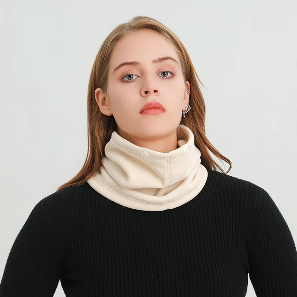 Head Neck Wrap Neckerchief Plush Lined Neck Warmer Pullover Scarves Fleece Button Scarf Winter Scarf Woman 251021
