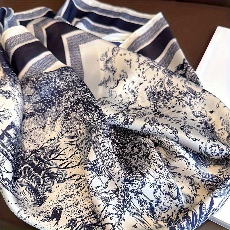Literary Fashionable New Square Scarf Simulation Silk Silky Scarf Binding Silky Scarf Decorative Headscarf Scarf W251021