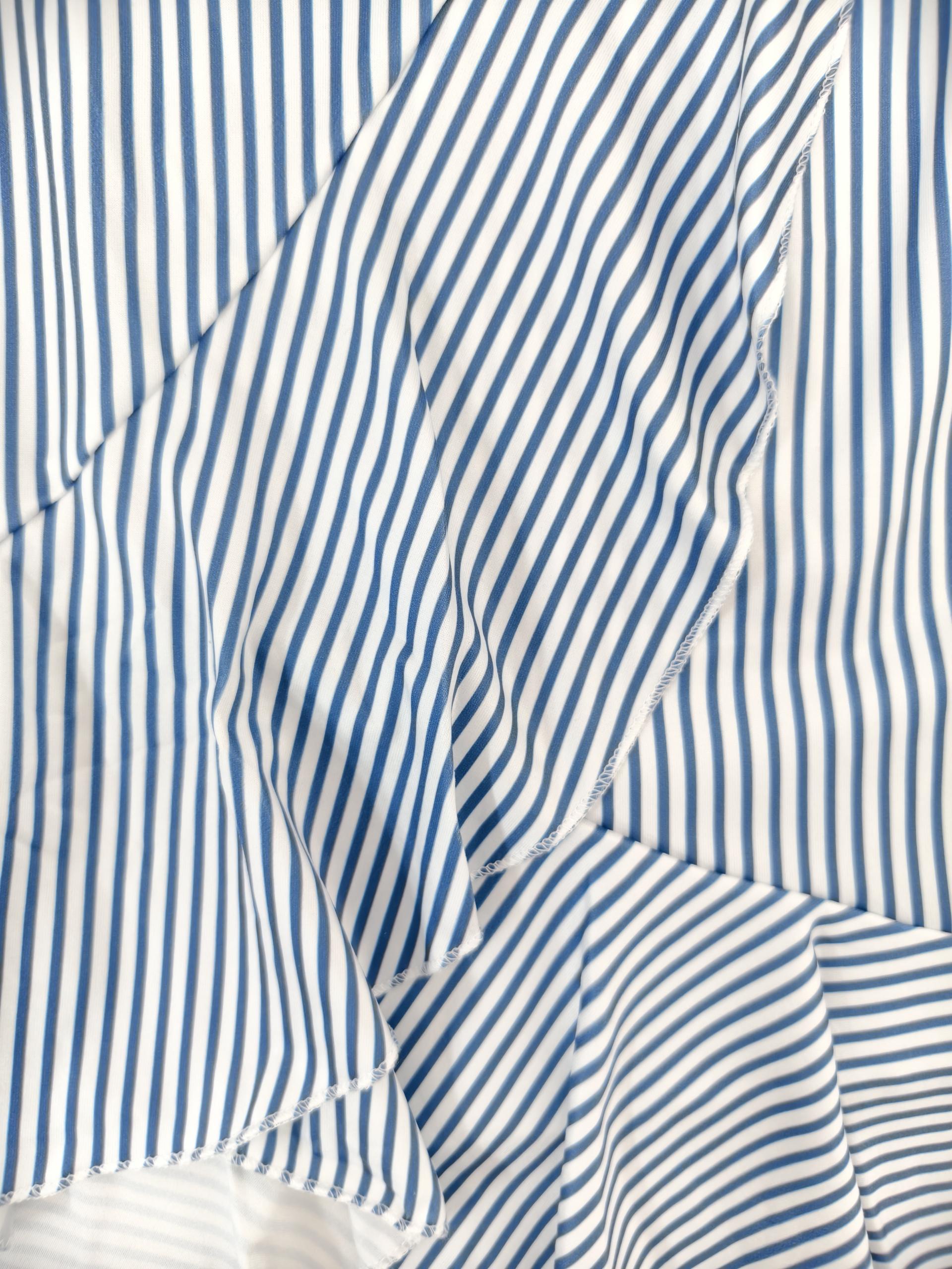 Women's Spring & Summer Striped Printed French Elegant Style Commute Ruffled Midi Skirt, Milk Silk Versatile Skirt-CF50792