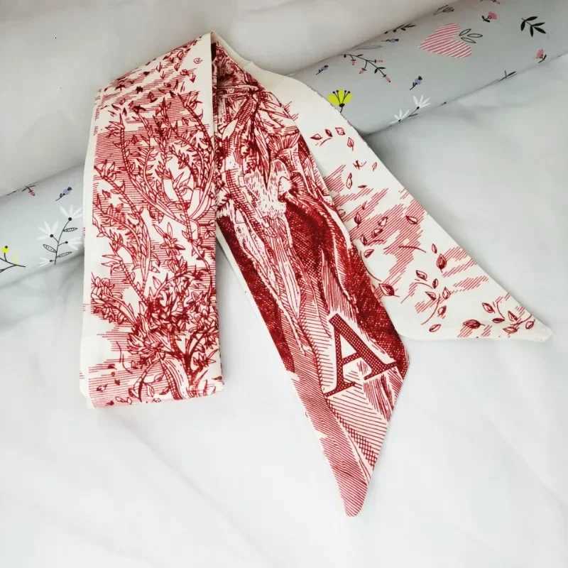 Fashion Skinny Scarf Women Luxury letter Printing Tie Bag Handle Ribbon Hair Band Womens Headscarf New Lady Design Silk Scarves W251021
