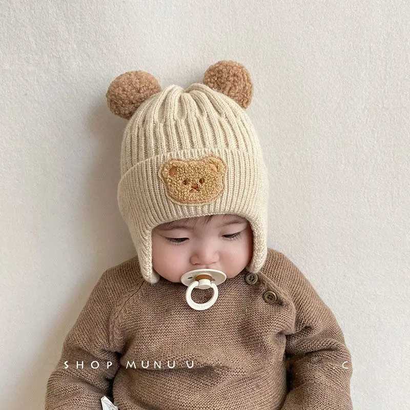 Autumn and winter childrens warm hat baby hat Korean version cute little bear ear protection hat thickened warm windproofhat J251021