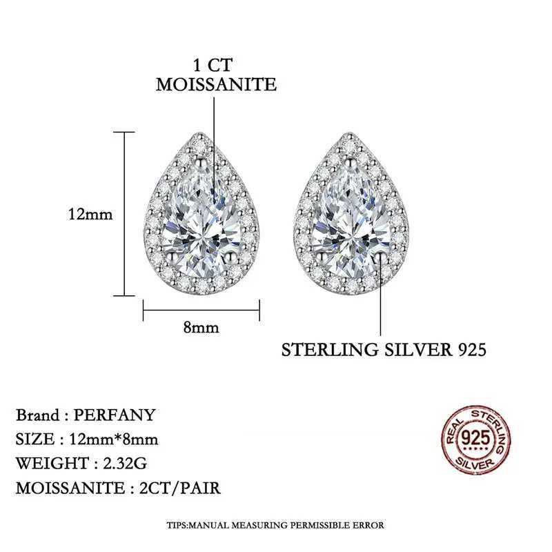 PERFANY 1CT Moissanite Earrings for Women S925 Pure Silver Water Droplet Cutting Laboratory Diamond Earrings Luxury Jewelry J251021