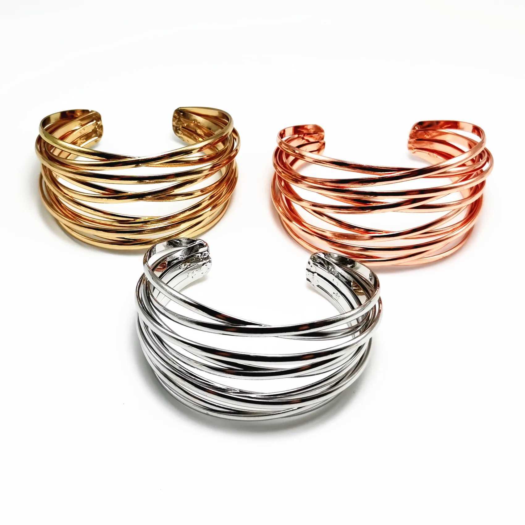 Fashion Alloy Round Chain Charms Cuff Bracelet For Women Female GoldSilver Color Bracelets Jewelry J251021
