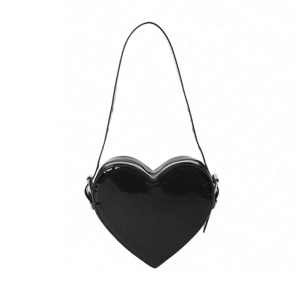 Y2K style trend personality heartshaped shoulder bag simple solid color adjustable shoulder strap handbag fashion underarm bag Z251018
