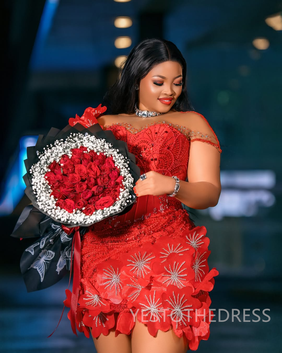 2026 Red Cocktail Dresses For Women Short Mini Dress Sequined Lace Short Sleeves Beaded Lace Homecoming Dresses Flora Gown For Nigeria Black Girls C44