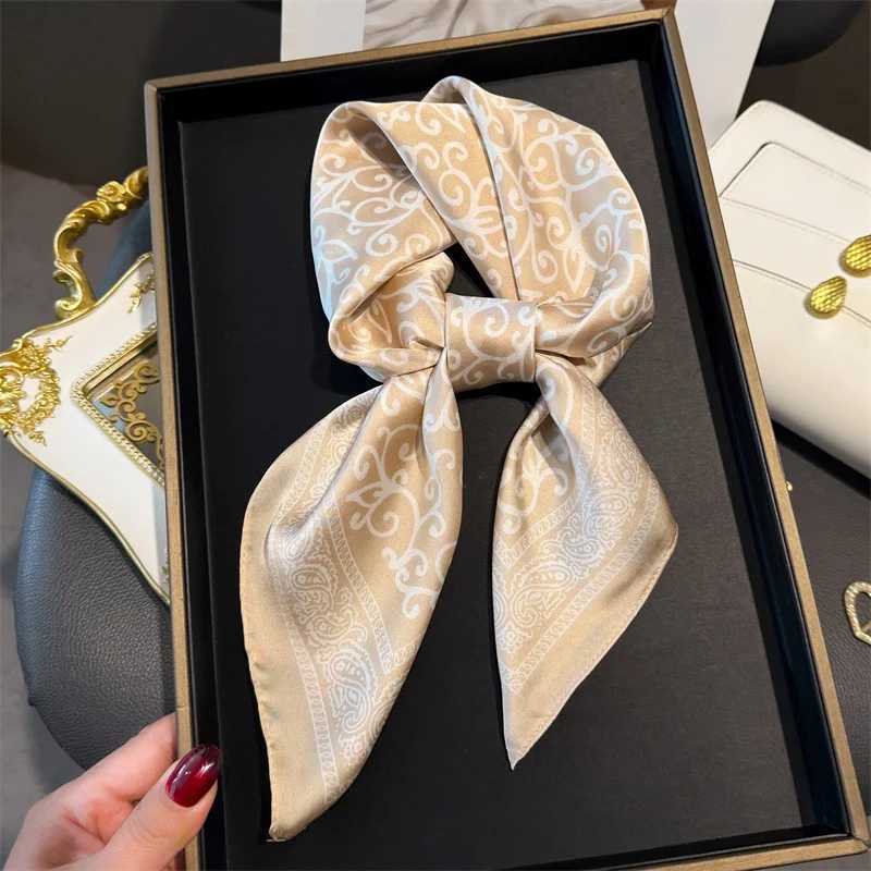 New Fashion Paisy Print Shawl Square Scarf for Wen Soft Satin Wraps Neckerchi Fa Hair Bands Ribbon band BandanaW251021