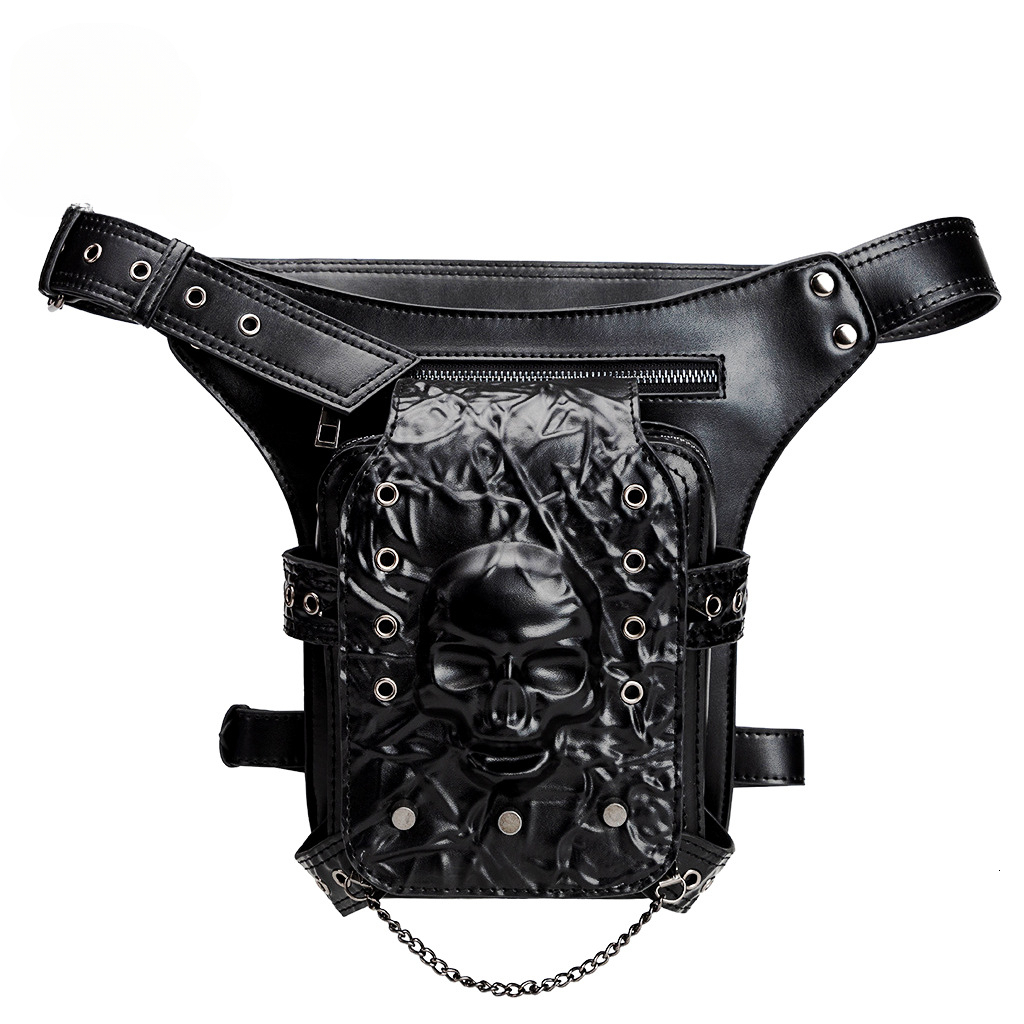 Black Cool Gothic Luxury Handbag Skull Embossed Waist Bag New Autumn/Winter Chain Bag Designer Bag Crossbody Bag Women's Shoulder Bag
